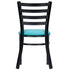 Chivari Ladder Back Restaurant Chair with Black Metal Frame and Light Blue Vinyl Seat CLMBVLBL-ZF-KT