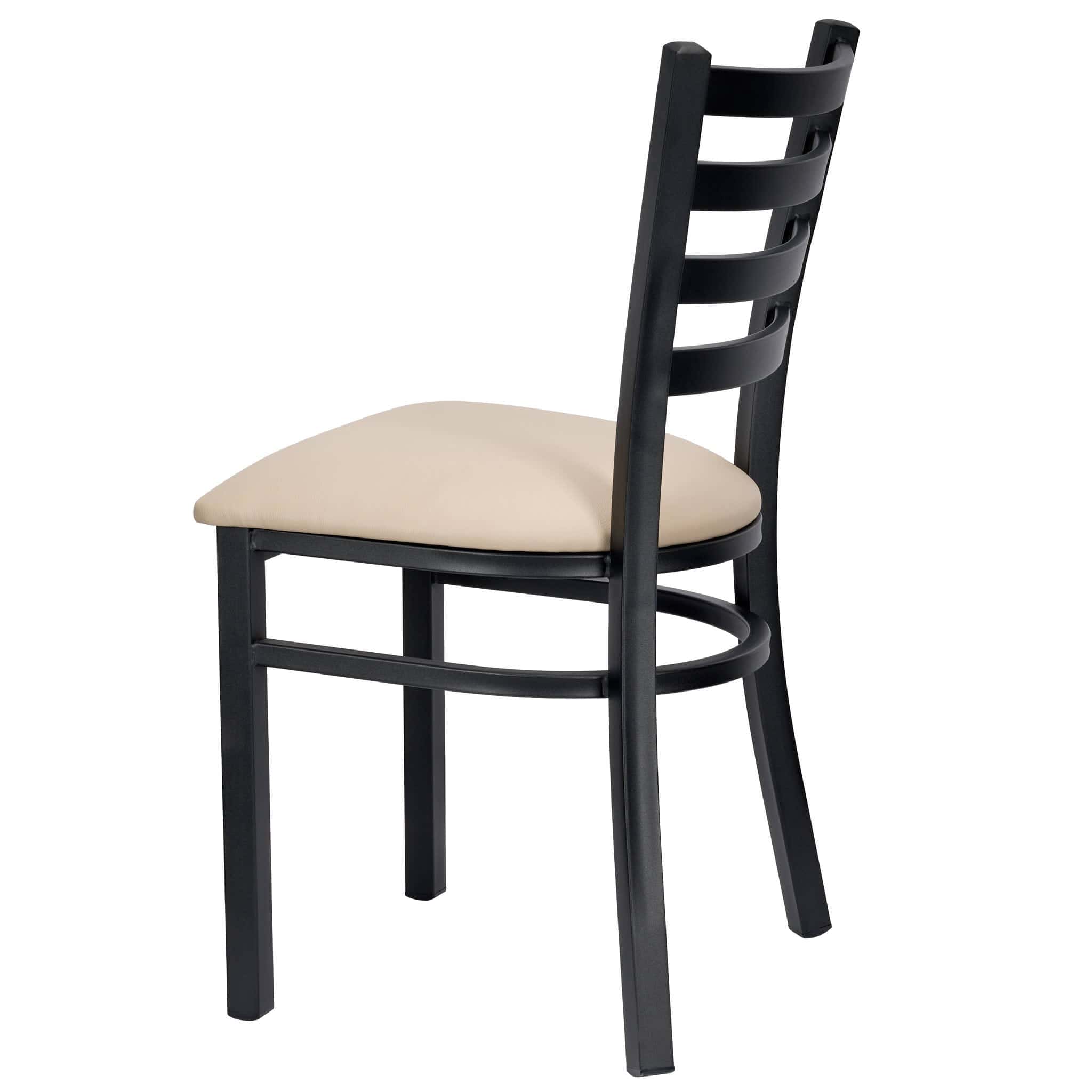Chivari Ladder Back Restaurant Chair with Black Metal Frame and Light Gray Vinyl Seat CLMBVLGY-ZF-KT