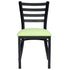 Chivari Ladder Back Restaurant Chair with Black Metal Frame and Light Green Vinyl Seat CLMBVLGR-ZF-KT