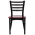 Chivari Ladder Back Restaurant Chair with Black Frame and Mahogany Wood Seat CLMBWMW-ZF-KT