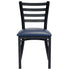 Chivari Ladder Back Restaurant Chair with Black Metal Frame and Navy Blue Vinyl Seat CLMBVNB-ZF-KT