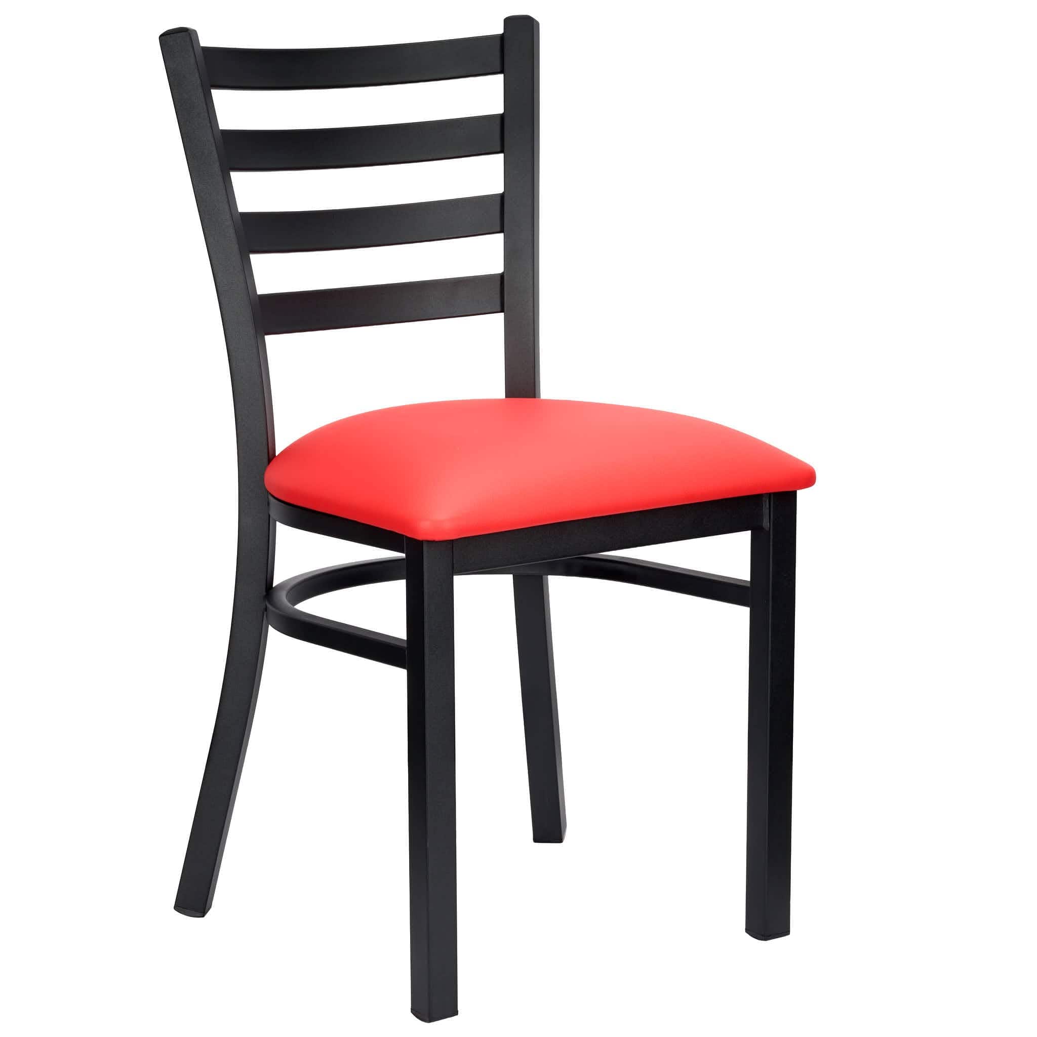 Chivari Ladder Back Restaurant Chair with Black Metal Frame and Red Vinyl Seat CLMBVR-ZF-KT