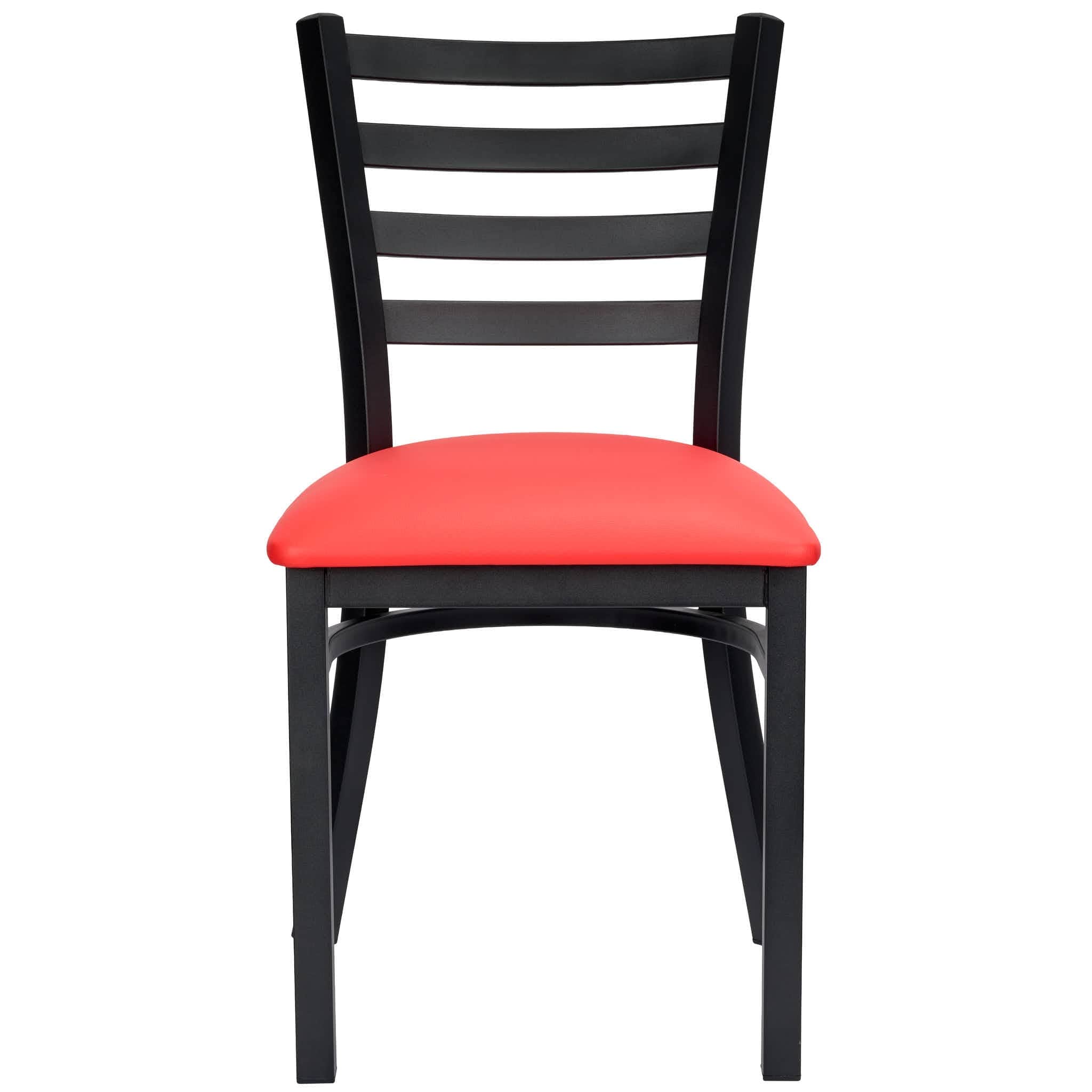 Chivari Ladder Back Restaurant Chair with Black Metal Frame and Red Vinyl Seat CLMBVR-ZF-KT