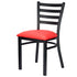 Chivari Ladder Back Restaurant Chair with Black Metal Frame and Red Vinyl Seat CLMBVR-ZF-KT