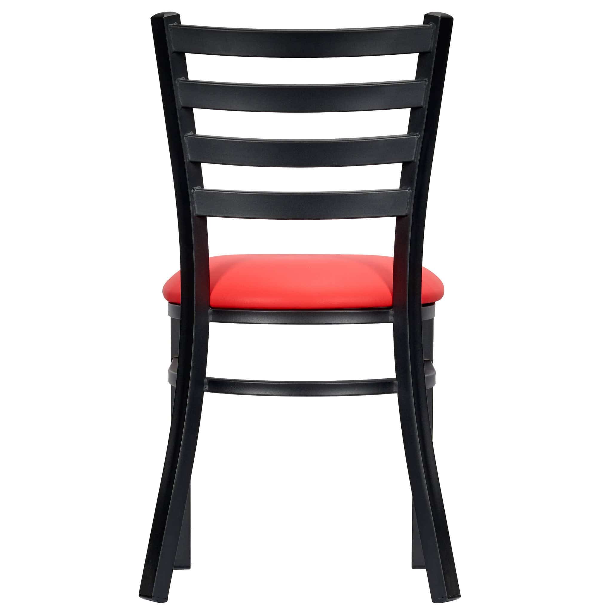 Chivari Ladder Back Restaurant Chair with Black Metal Frame and Red Vinyl Seat CLMBVR-ZF-KT
