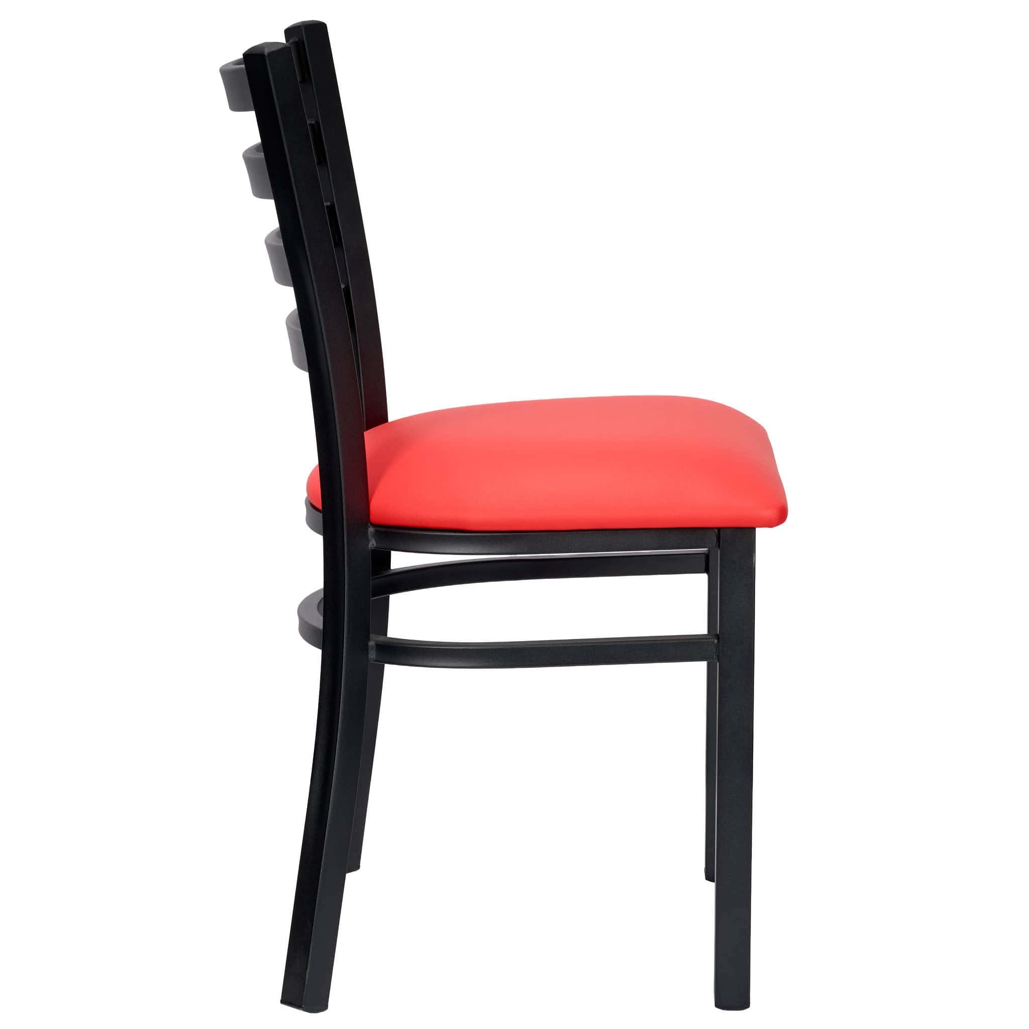 Chivari Ladder Back Restaurant Chair with Black Metal Frame and Red Vinyl Seat CLMBVR-ZF-KT