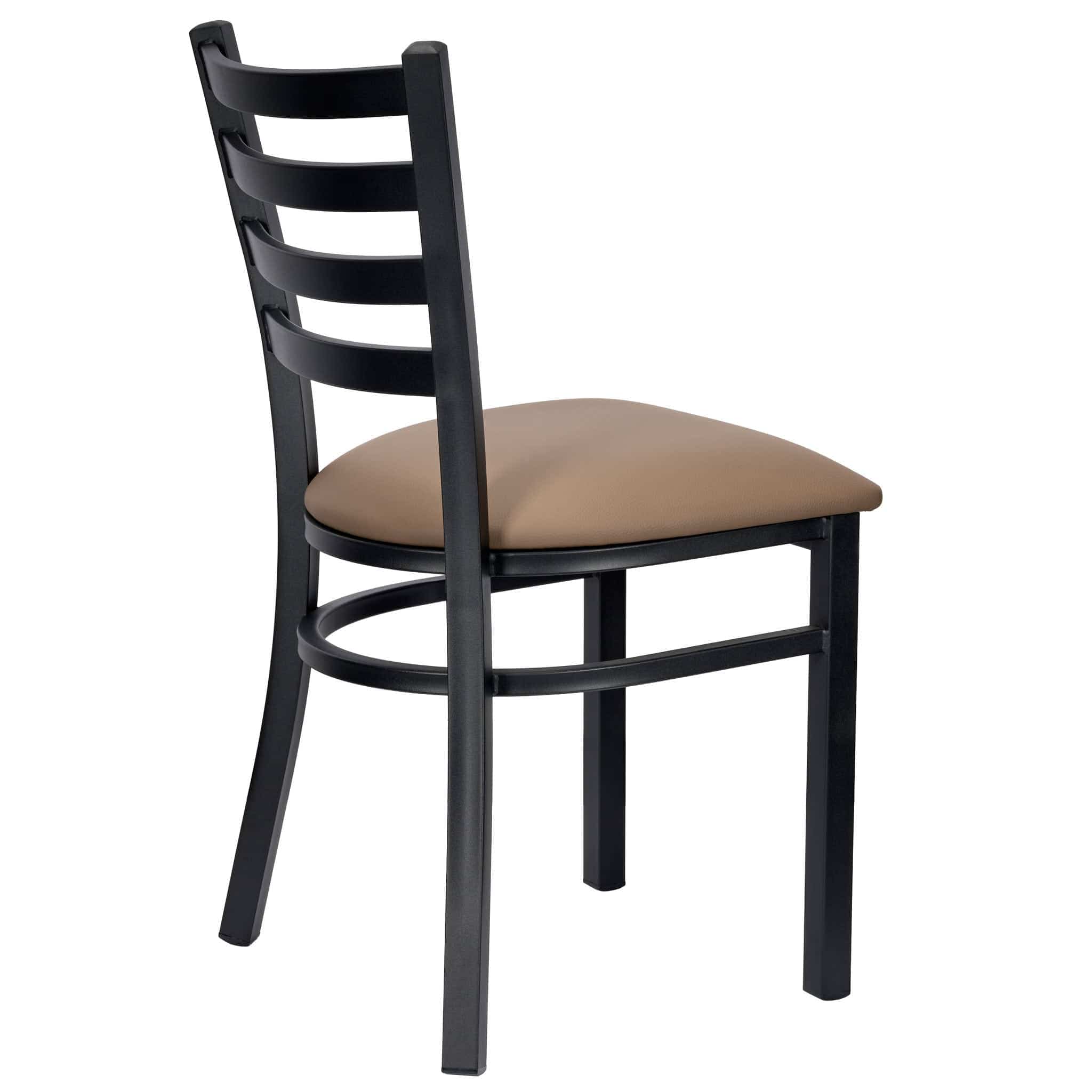 Chivari Ladder Back Restaurant Chair with Black Metal Frame and Taupe Vinyl Seat CLMBVTP-ZF-KT