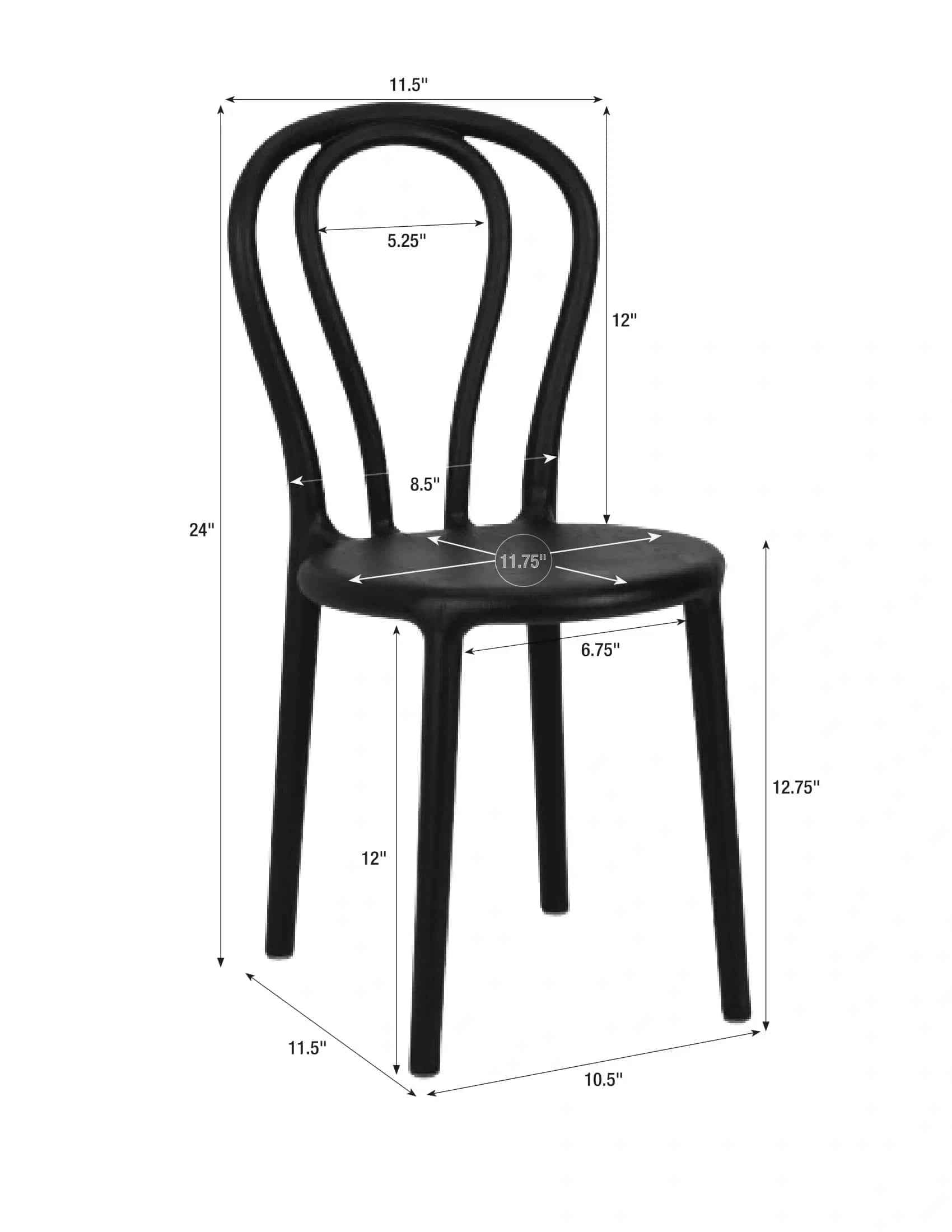 Chivari Kids Black Licorice Resin Bentwood Festive Chair CBFRB-KID-ZG-T