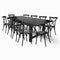 Chivari Black Straight Leg Farm Table Dining Set with 10 Chairs TFARM-BLACK-S-LEG-KIT-CXR-AX
