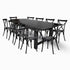 Chivari Black Straight Leg Farm Table Dining Set with 10 Chairs TFARM-BLACK-S-LEG-KIT-CXR-AX