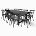 Chivari Black Straight Leg Farm Table Dining Set with 10 Chairs TFARM-BLACK-S-LEG-KIT-CXR-AX