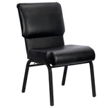 Black Vinyl on Black Frame 20.5" Cut Away Back Church Chair