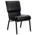 Chivari Black Vinyl on Black Frame 20.5" Cut Away Back Church Chair CH20BBV-ZF-T
