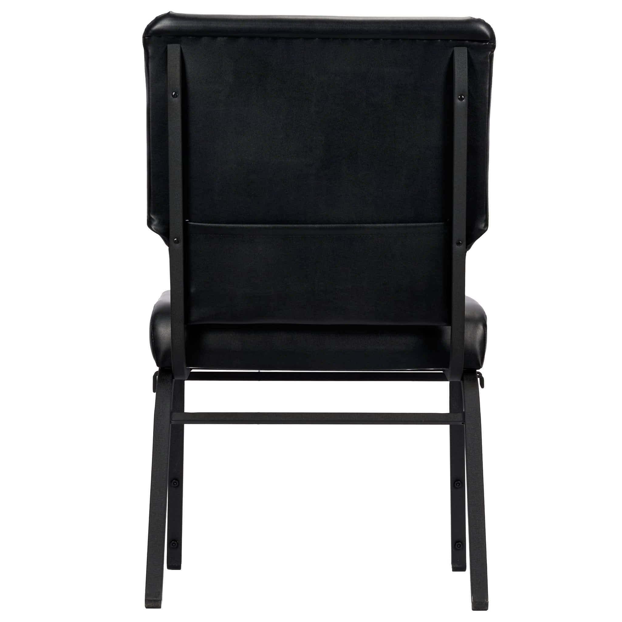 Chivari Black Vinyl on Black Frame 20.5" Cut Away Back Church Chair CH20BBV-ZF-T