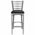 Chivari Ladder Back Bar Stool with Silver Frame and Black Vinyl Seat BLMSVB-ZF-KT