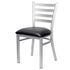 Chivari Ladder Back Restaurant Chair with Silver Frame and Black Vinyl Seat CLMSVB-ZF-KT