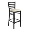 Black Ladder Back Restaurant Bar Stool with Ivory Vinyl Seat