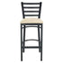 Black Ladder Back Restaurant Bar Stool with Ivory Vinyl Seat