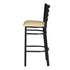 Chivari Black Ladder Back Restaurant Bar Stool with Ivory Vinyl Seat BLMBVIV-ZF-KT