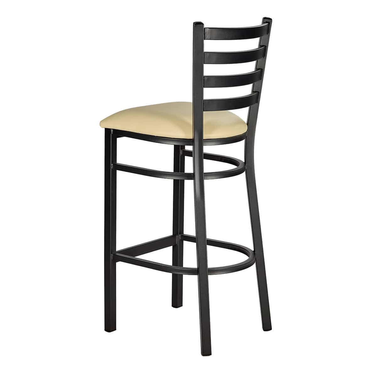 Chivari Black Ladder Back Restaurant Bar Stool with Ivory Vinyl Seat BLMBVIV-ZF-KT