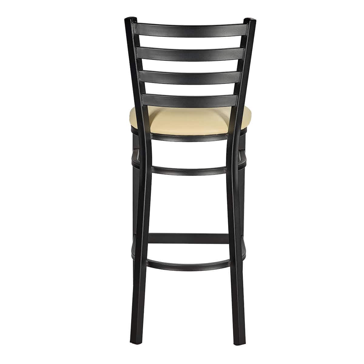 Chivari Black Ladder Back Restaurant Bar Stool with Ivory Vinyl Seat BLMBVIV-ZF-KT