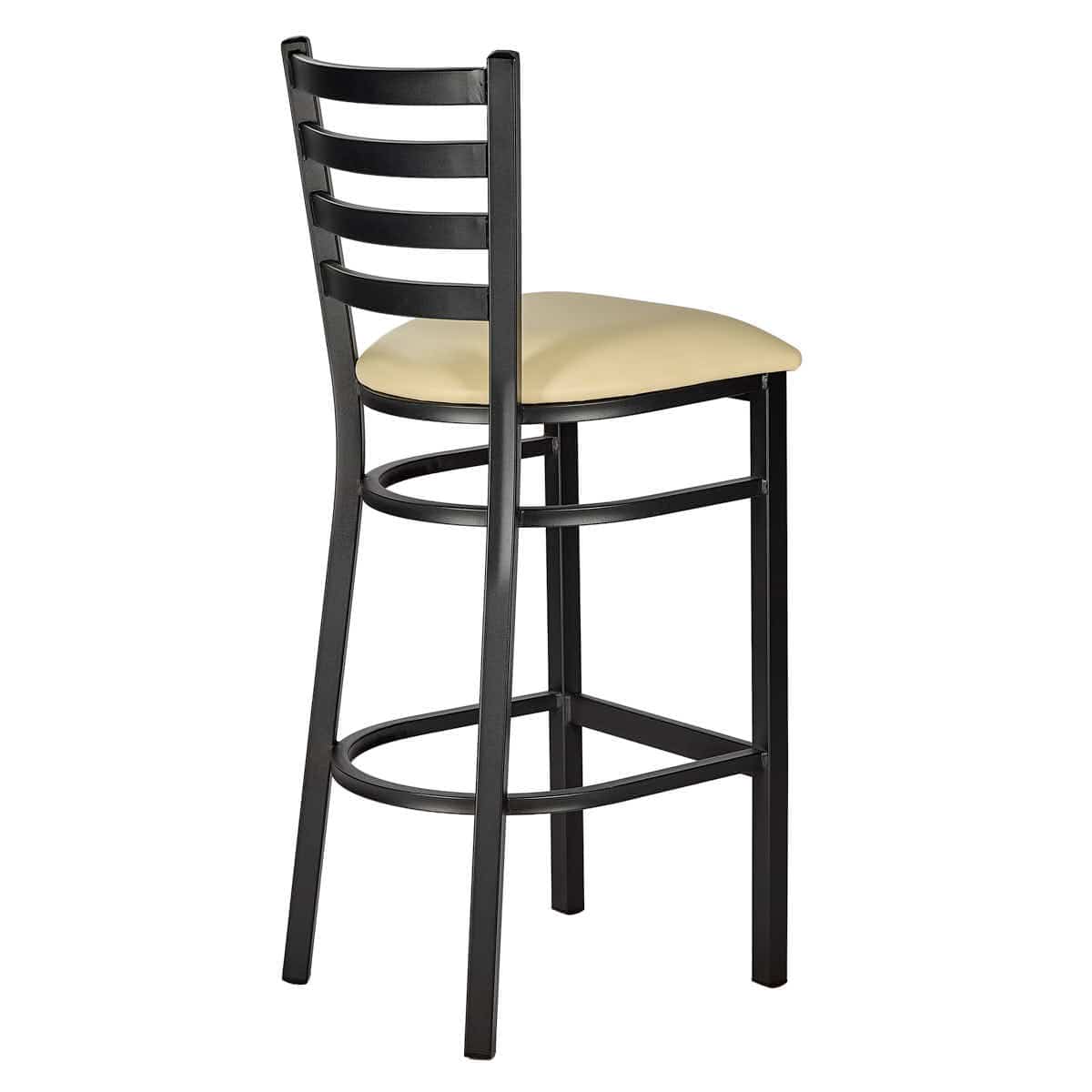 Chivari Black Ladder Back Restaurant Bar Stool with Ivory Vinyl Seat BLMBVIV-ZF-KT