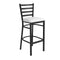 Black Ladder Back Restaurant Bar Stool with White Vinyl Seat