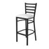 Black Ladder Back Restaurant Bar Stool with White Vinyl Seat