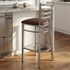 Chivari Ladder Back Bar Stool with Silver Frame and Brown Vinyl Seat BLMSVBR-ZF-KT