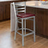 Chivari Ladder Back Bar Stool with Silver Frame and Burgundy Vinyl Seat BLMSVBU-ZF-KT