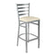 Silver Ladder Back Restaurant Bar Stool with Ivory Vinyl Seat