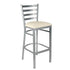 Silver Ladder Back Restaurant Bar Stool with Ivory Vinyl Seat