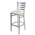 Silver Ladder Back Restaurant Bar Stool with Ivory Vinyl Seat