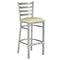 Chivari Silver Ladder Back Restaurant Bar Stool with Ivory Vinyl Seat BLMSVIV-ZF-KT
