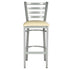 Chivari Silver Ladder Back Restaurant Bar Stool with Ivory Vinyl Seat BLMSVIV-ZF-KT