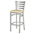 Chivari Silver Ladder Back Restaurant Bar Stool with Ivory Vinyl Seat BLMSVIV-ZF-KT