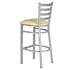 Chivari Silver Ladder Back Restaurant Bar Stool with Ivory Vinyl Seat BLMSVIV-ZF-KT
