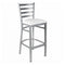 Silver Ladder Back Restaurant Bar Stool with White Vinyl Seat