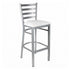 Silver Ladder Back Restaurant Bar Stool with White Vinyl Seat