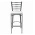 Silver Ladder Back Restaurant Bar Stool with White Vinyl Seat