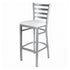 Silver Ladder Back Restaurant Bar Stool with White Vinyl Seat