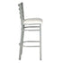 Chivari Silver Ladder Back Restaurant Bar Stool with White Vinyl Seat BLMSVWH-ZF-KT