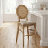 Chivari Antique Distressed Wood Louis Pop Barstool with Rattan Back BLPWANTIQ-FR-ZG-T