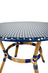 Toulouse 40" Round Glass Top Blue and White Rattan French Bistro Table TBTPBLU-KT-AX-T