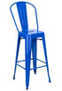 Chivari Blue Hi Gloss Tolix Style Metal Barstool with Back BTBMBLU-AX-T