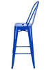 Chivari Blue Hi Gloss Tolix Style Metal Barstool with Back BTBMBLU-AX-T