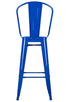Chivari Blue Hi Gloss Tolix Style Metal Barstool with Back BTBMBLU-AX-T