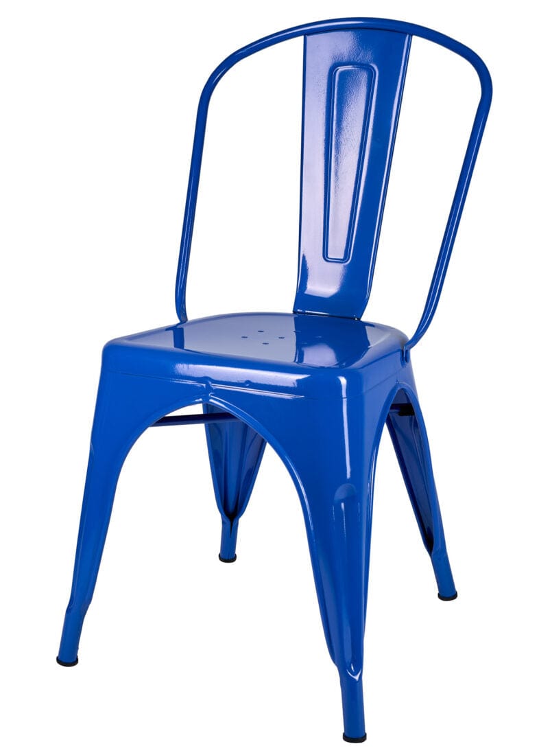 Chivari Blue Hi Gloss Tolix Style Metal Chair CTMBLU-AX-T