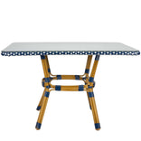 48" x 36" Glass Top Blue and White French Bistro Table