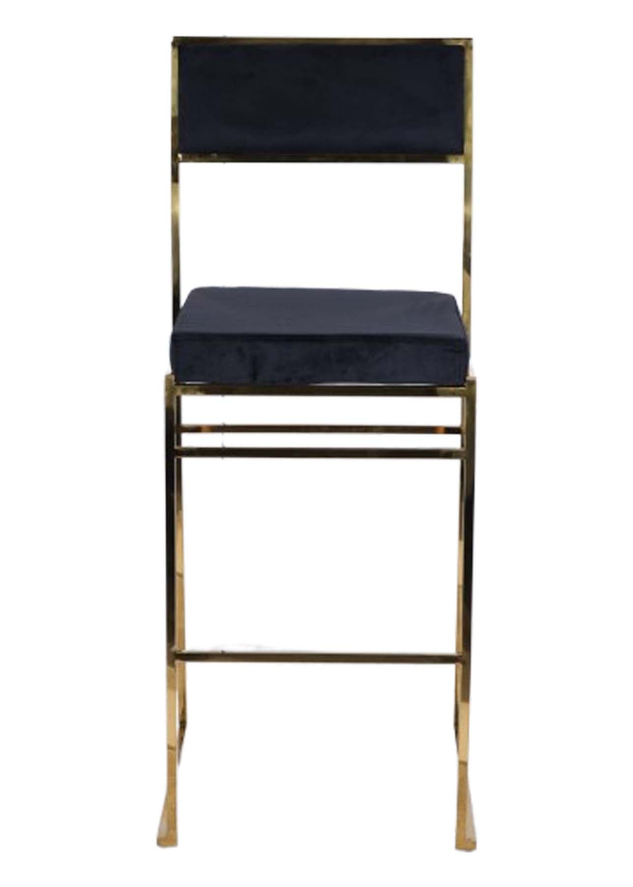 Chivari Melissa Barstool in Gold Stainless Steel Frame with Black Cushion Seat and Back BMMG-B-KIT-AX